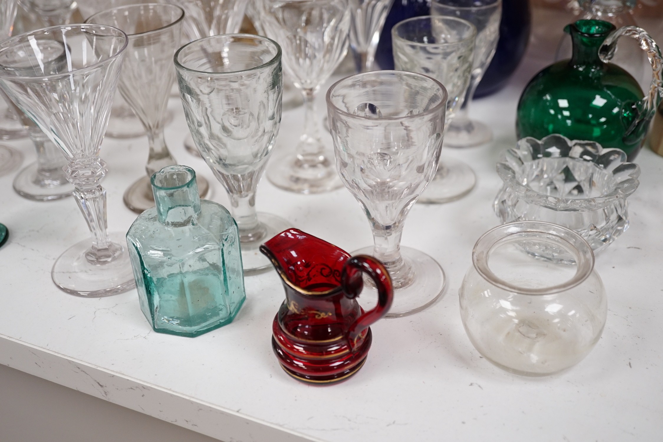 A mixed collection of 18th and 19th century glassware